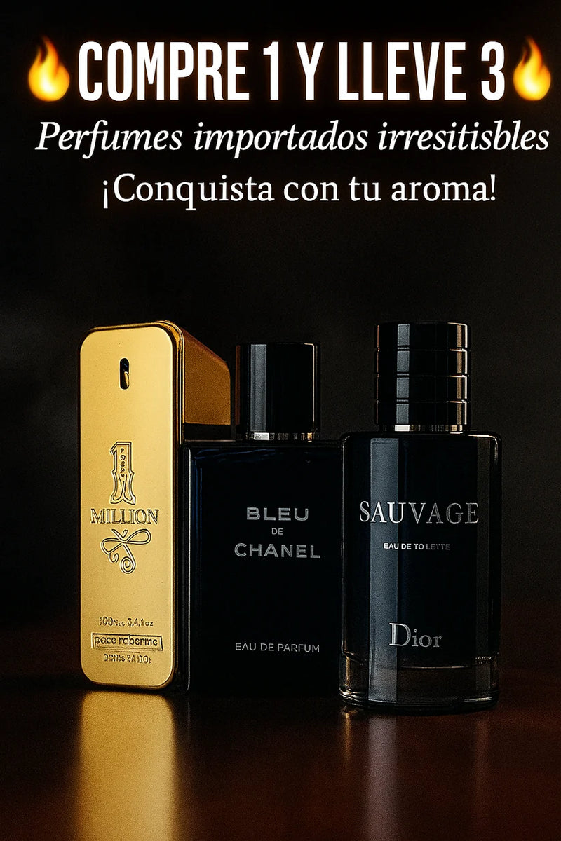 🔥 COMPRE 1 Y LLÉVATE 3 PERFUMES IMPORTADOS 🔥 Sauvage + Bleu de Chanel + One Million (100ml)