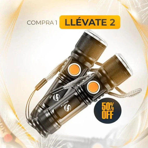 COMPRE 1 Y LLÉVATE 2 - Linterna Táctica TitanioPro USB + Estuche